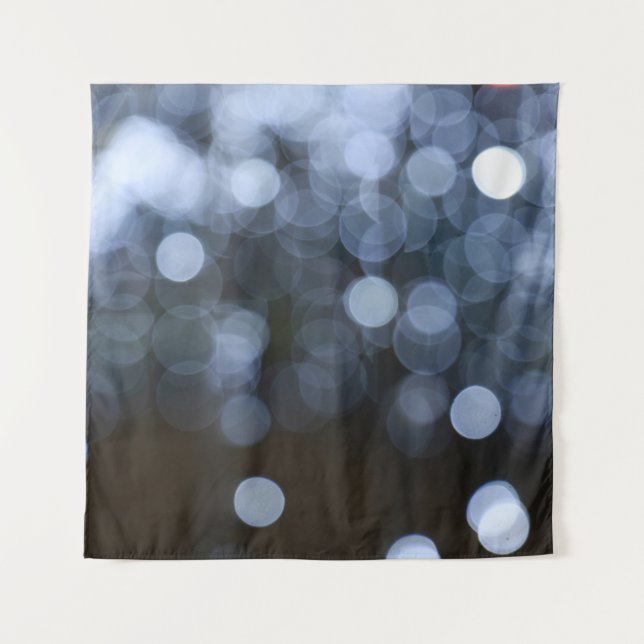 Silver, white bokeh night background. tapestry (Front)