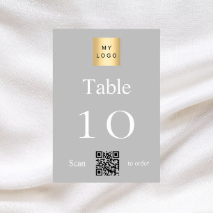 silver white business logo QR code table number