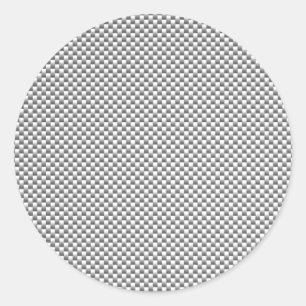 Silver White Carbon Fibre Print Classic Round Sticker