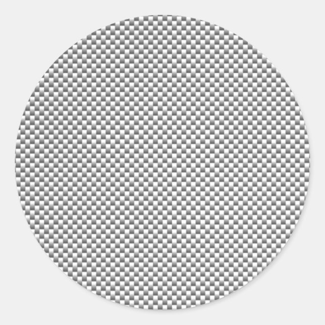 Silver White Carbon Fibre Print Classic Round Sticker (Front)