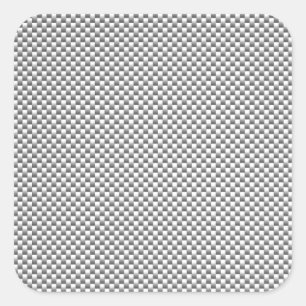 Silver White Carbon Fibre Print Square Sticker