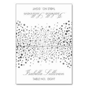 Silver & White Confetti Dots Name Place Cards
