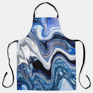 Silver white, deep sea marble texture. apron