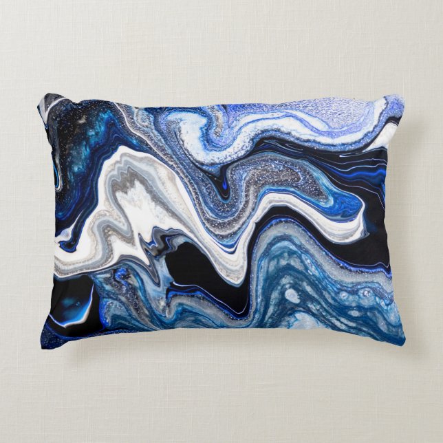 Silver white, deep sea marble texture. decorative cushion (Front)