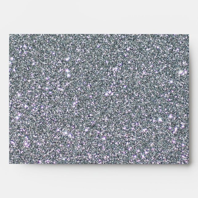 Silver  & White Glitter Confetti Faux Foil Envelope (Front)