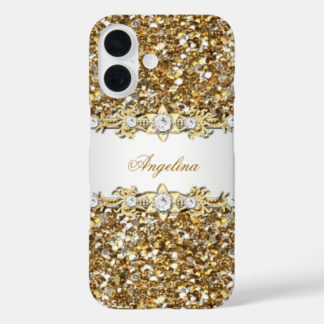 Silver White Gold Diamond Jewel Glitter Case-Mate iPhone Case (Back)