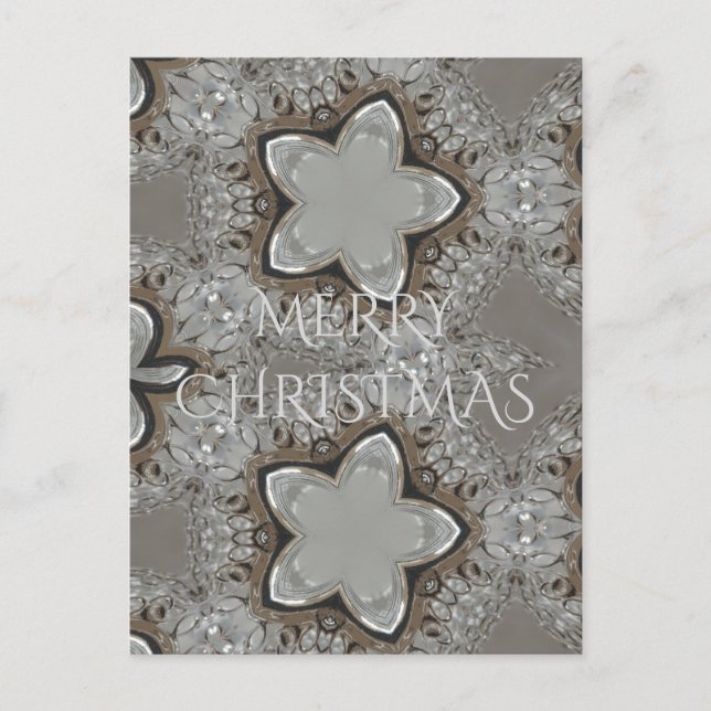 Silver White Grey Shiny Star Merry Christmas Holiday Postcard (Front)