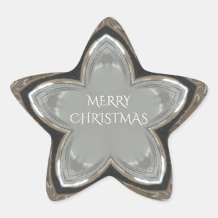 Silver White Grey Shiny Star Merry Christmas Star Sticker