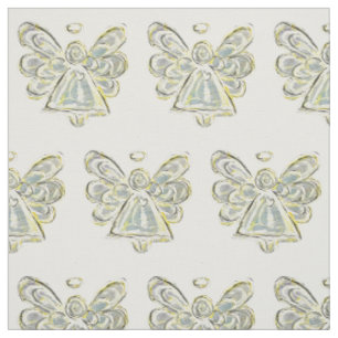 Silver White Guardian Angel Art Fabric Material