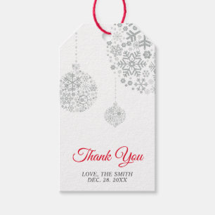 Silver & White Holiday Party Thank you Gift Tags