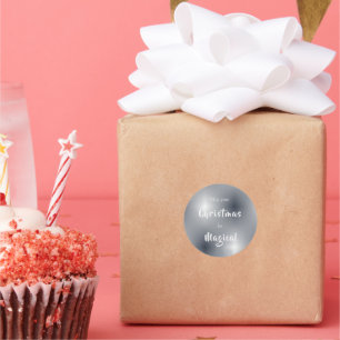 Silver White Minimalist Christmas Gift Sticker