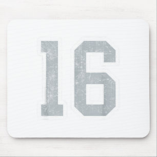Silver White Number 16 Jersey Player Uniform #16 Mouse Pad