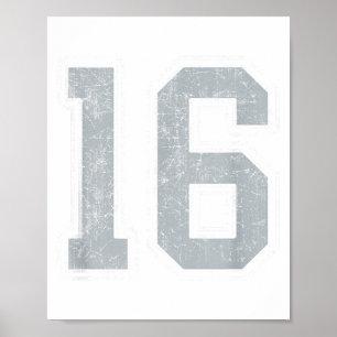 Silver White Number 16 Jersey Player Uniform #16 Poster