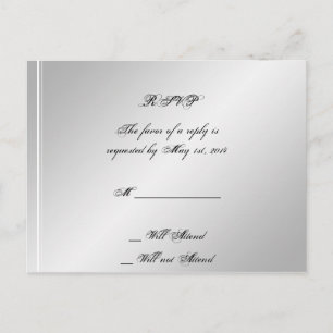 Silver White Snowflake Winter Wedding RSVP Invitation Postcard