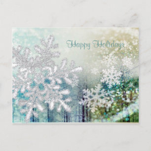 Silver white snowflakes Postcard