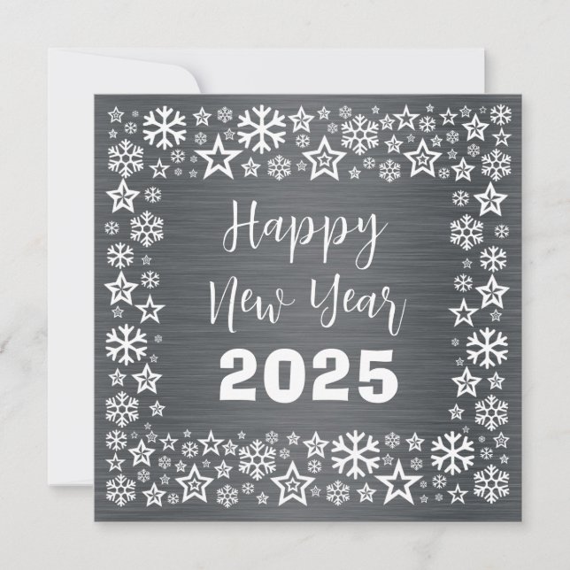 Silver white Square wish card with golden stars (Front)