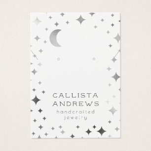 Silver White Star Moon Earring Necklace Display