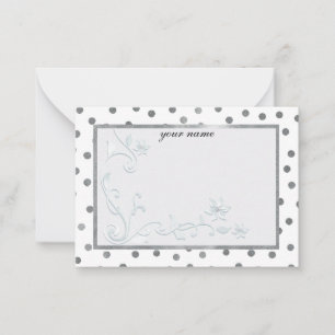 silver white stylish monogrammed  card