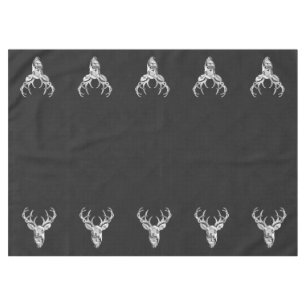 Silver White Tail Deer on Carbon Fibre Style Print Tablecloth