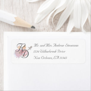 Silver & White Two Hearts Catholic Wedding Return Address Label