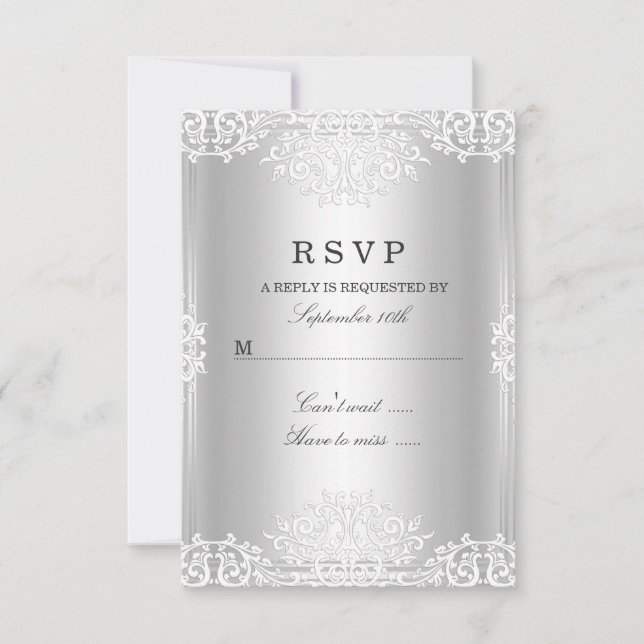 Silver White Vintage Glamour RSVP (Front)