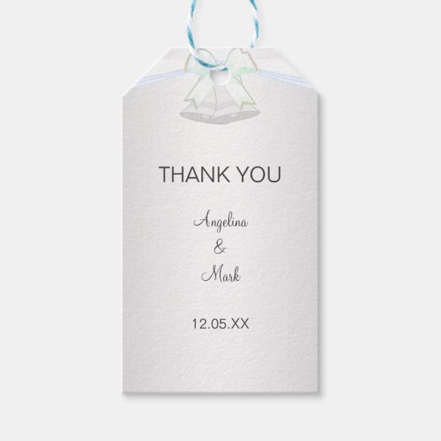 Silver White Wedding Gift Tags (Front)