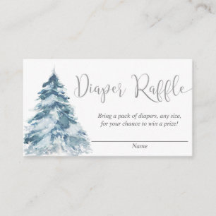 Silver white winter tree snow diaper raffle cards