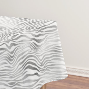 Silver White Zebra Print Tablecloth