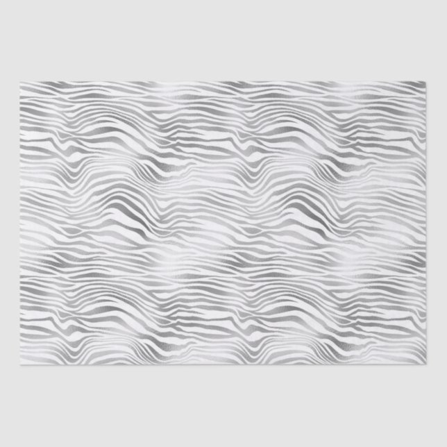 Silver White Zebra Print Tissue Paper (Front)