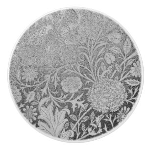 Silver,William Morris,redesigned,floral,pattern,vi Ceramic Knob
