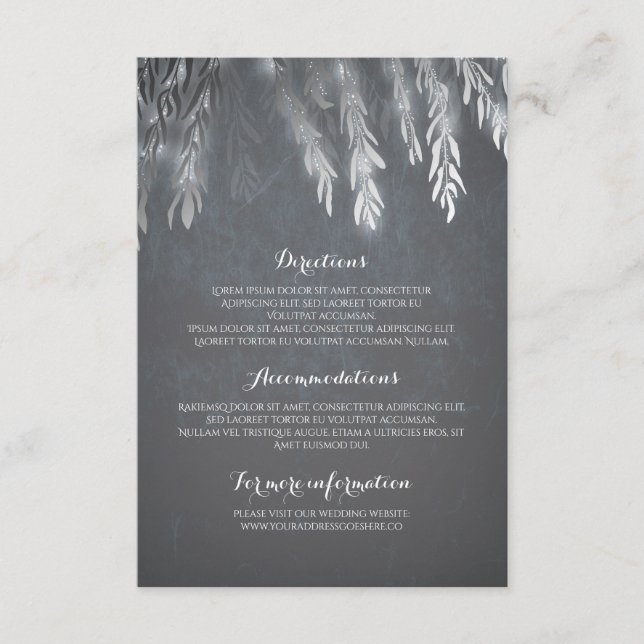 Silver Willow Tree Branches Wedding Details Insert (Front)