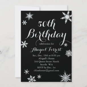 Silver Winter 50th Birthday Invitation