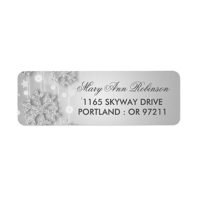 Silver Winter Birthday Return Address Label (Front)