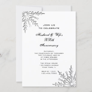 Silver Winter Snowflake Anniversary Party Invite