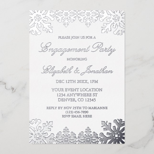Silver Winter Snowflake Engagement Party (Front)