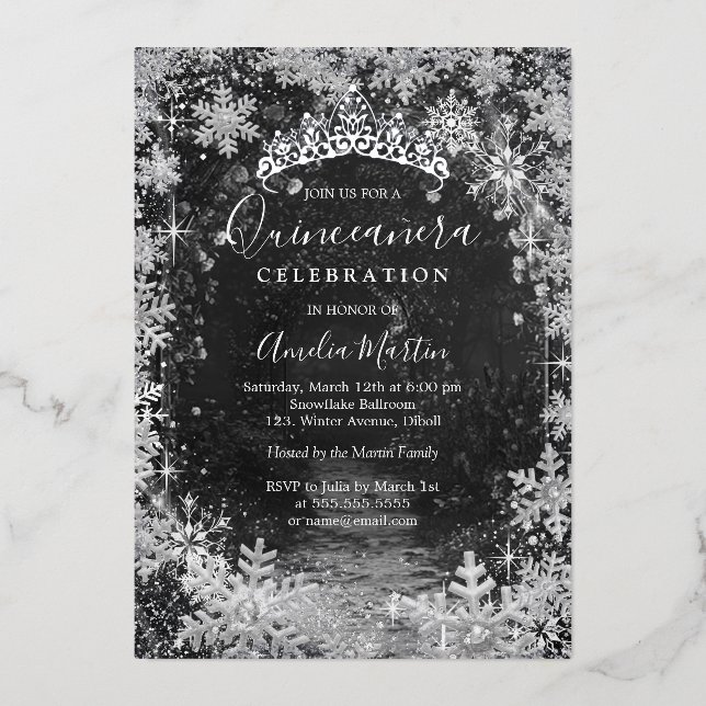 Silver Winter Snowflake Garden Quinceanera (Front)