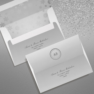 Silver Winter Wedding Envelope