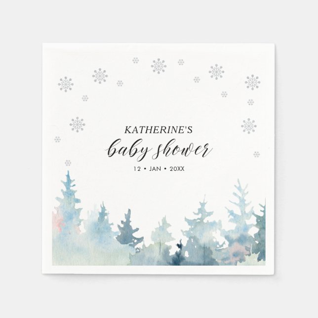 Silver Winter Wonderland Baby Shower Paper Napkin (Front)
