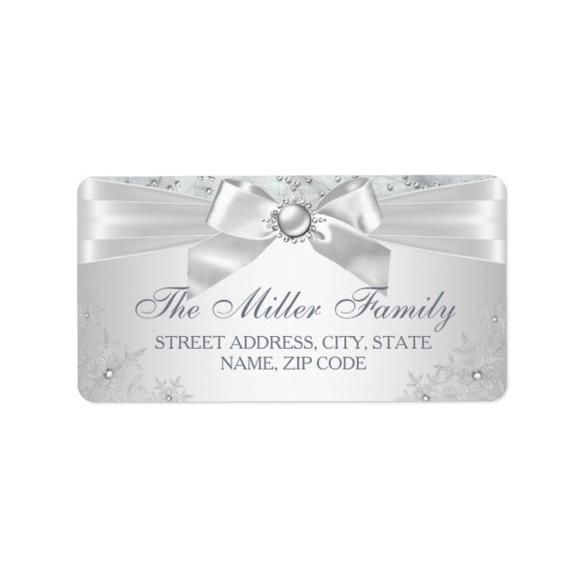 Silver Winter Wonderland Christmas Address Labels (Front)