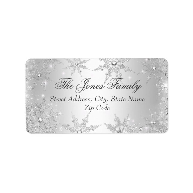 Silver Winter Wonderland Christmas Address Labels (Front)