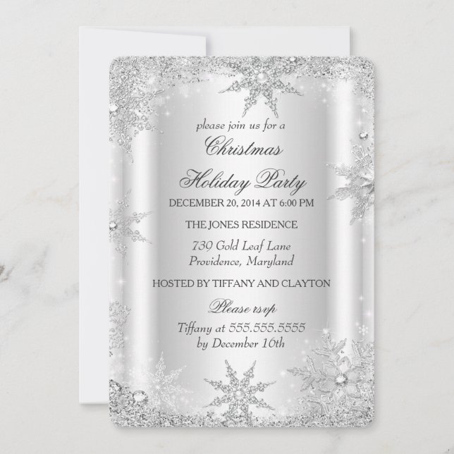 Silver Winter Wonderland Christmas Holiday Party 2 Invitation (Front)