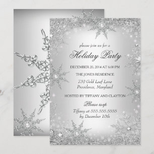 Silver Winter Wonderland Christmas Holiday Party 2 Invitation