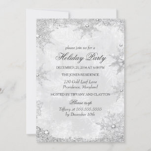 Silver Winter Wonderland Christmas Holiday Party A Invitation