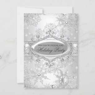 Silver Winter Wonderland Christmas Holiday Party Invitation