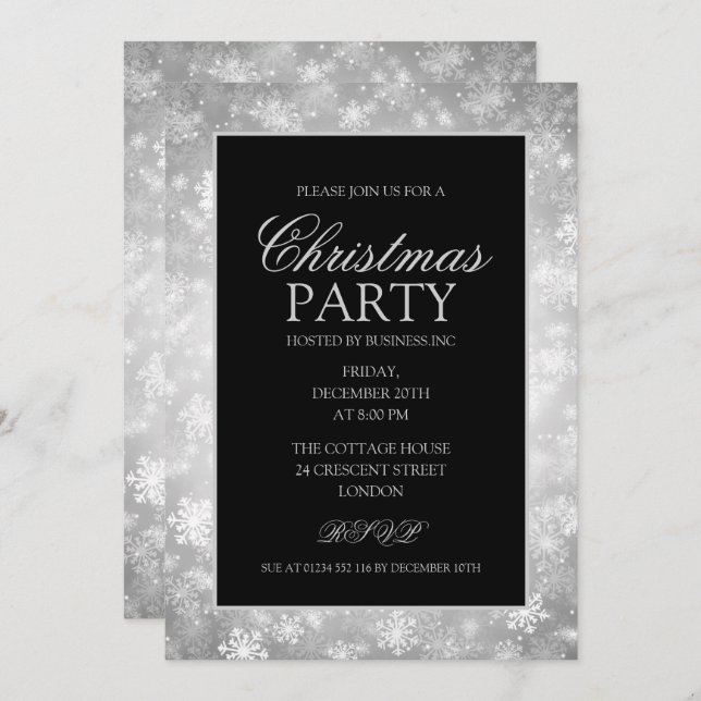Silver Winter Wonderland Christmas Holiday Party Invitation (Front/Back)
