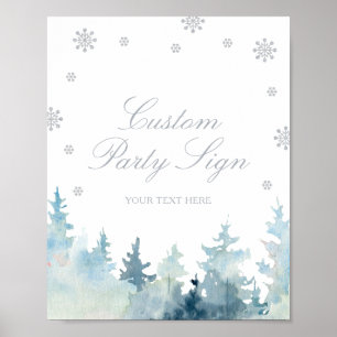Silver Winter Wonderland Custom Party Sign