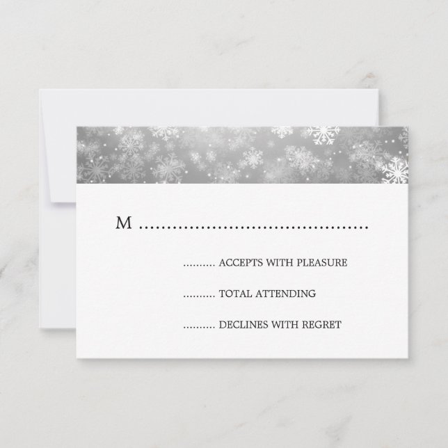 Silver Winter Wonderland Elegant Wedding RSVP (Front)