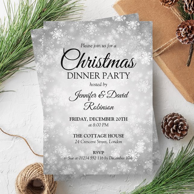 Silver Winter Wonderland Holiday Christmas Party Invitation (Silver Winter Wonderland Holiday Christmas Party Invitation)