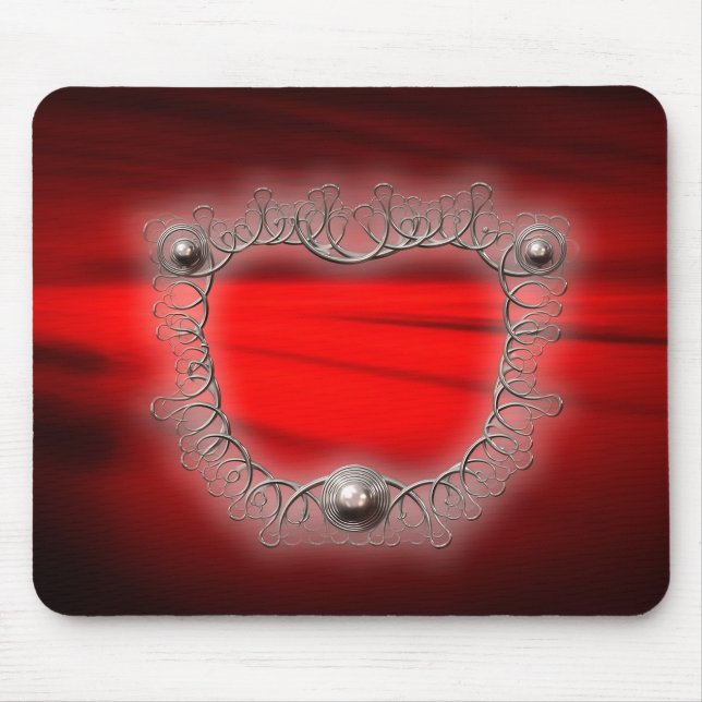 Silver Wireframe Mandelbrot Fractal Mouse Pad (Front)