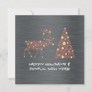 Silver wish card HAPPY HOLIDAYS JOYFUL NEW YEAR